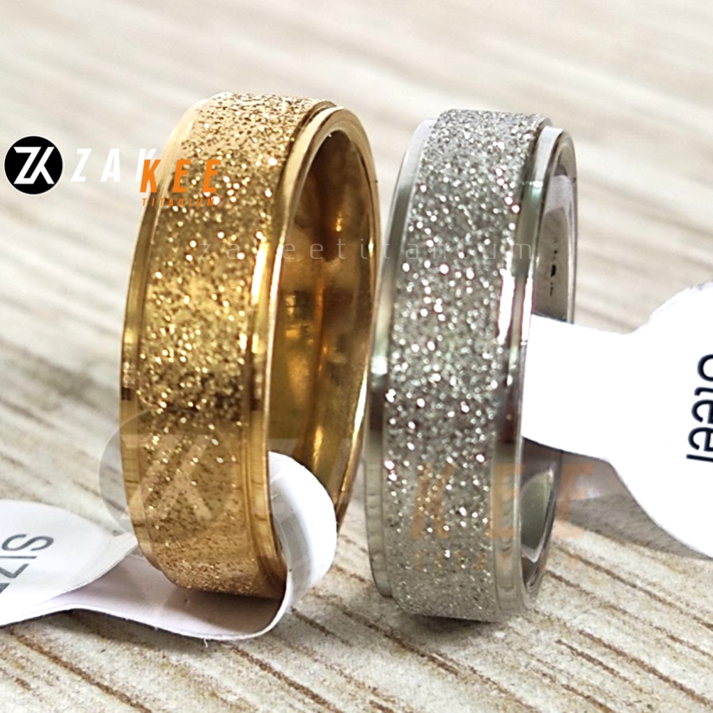 Cincin Pria Wanita Titanium Silver Emas Gold Couple Hadiah Pacar Tunangan Anti Karat Cowok Cewek