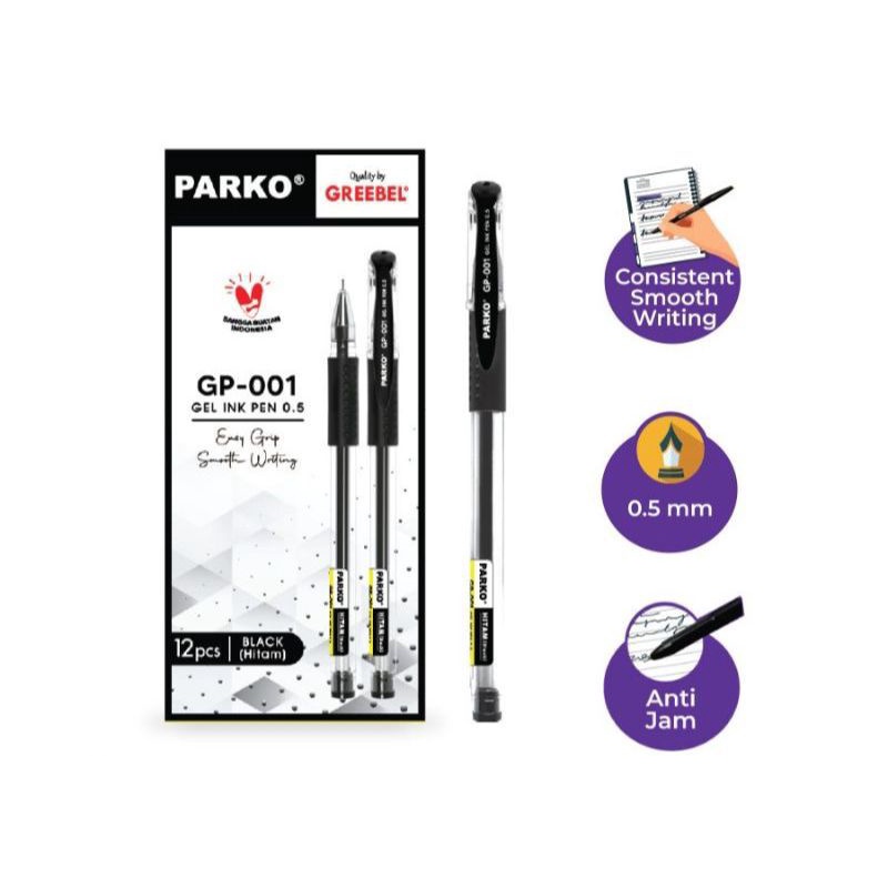 

Parko Gel Pen 0,5 Tinta Hitam / Pen Gel Tinta Hitam