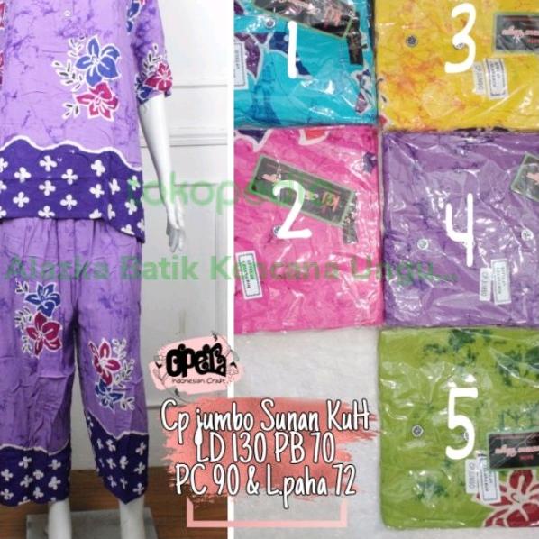 Setelan Celana Panjang Jumbo Motif Sunan Batik Kencana Ungu Label Hita