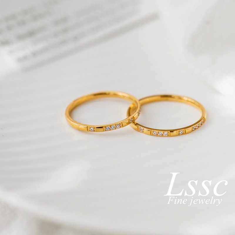 Cincin Titanium Anti Karat Berlian Emas 18K Cantik Perhiasan Korea Aksesoris Wanita