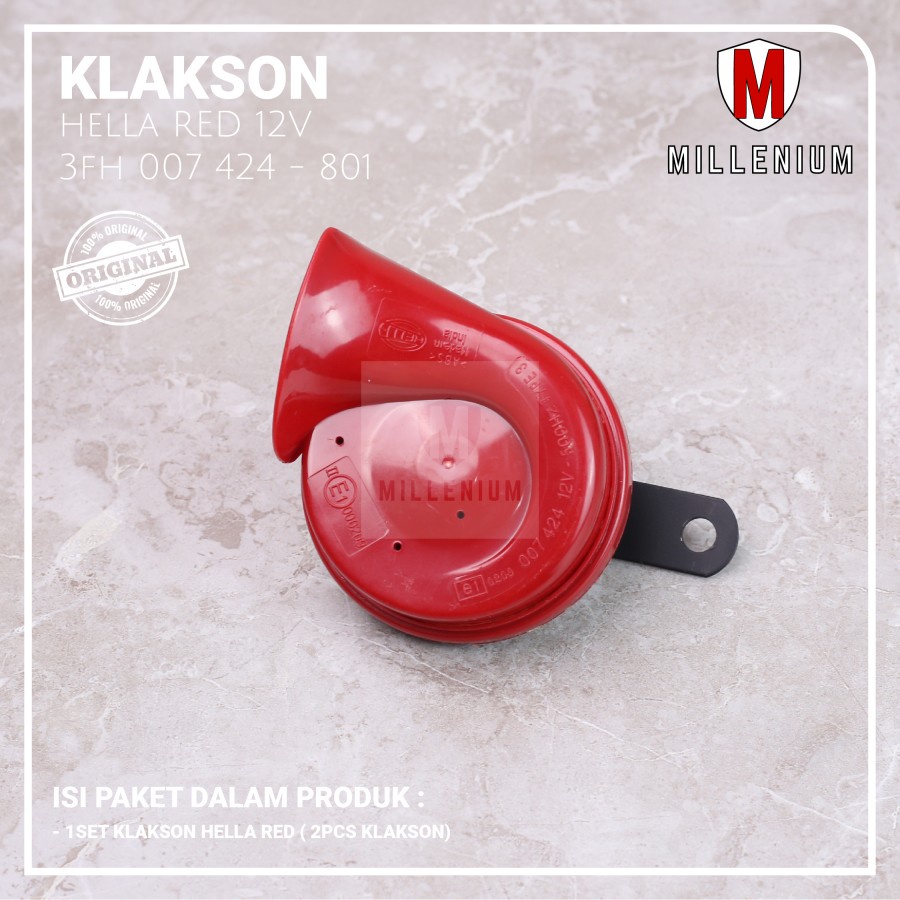 KLAKSON HELLA KEONG RED TWIN TONE HORN 12V + KABEL RELAY BOSCH D3500