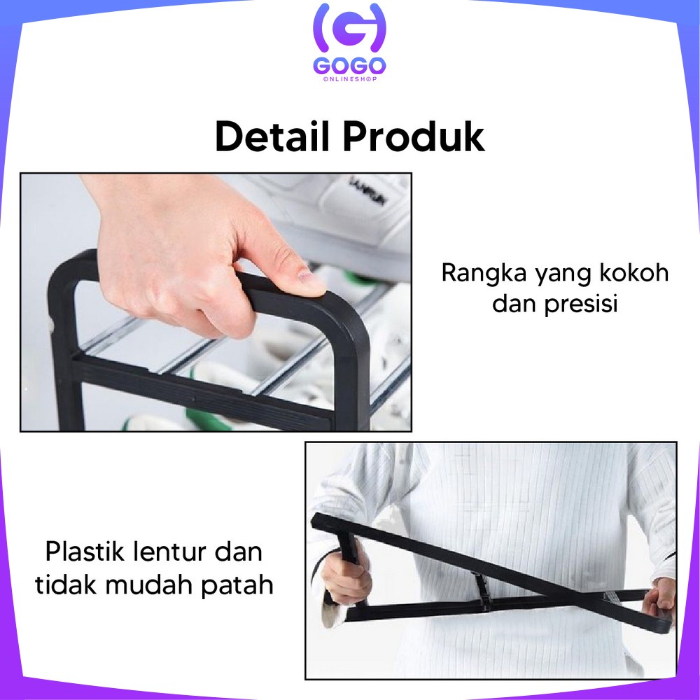 GOGO-C99 Rak Sepatu Susun 4 Tingkat Portabel Multifungsi Bongkar Pasang Motif Polos Warna / Tempat Penyimpanan Sandal Sepatu Organizer Rack Shoe Import