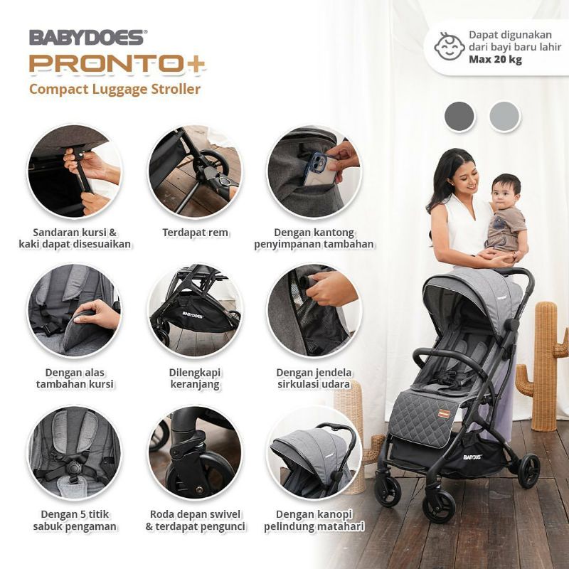 Makassar - Babydoes Stroller CH 2221 Pronto + Plus Kereta Dorong Bayi Cabin Size