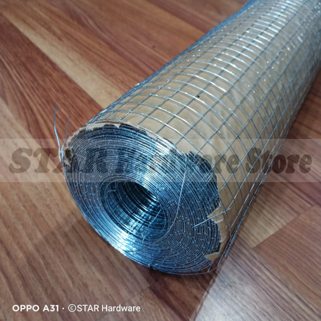 Ram Mesh Kawat Loket Galvanis Chrome Kotak 1/2" (12.5 mm) Per Rol (10 meter) Lebar 90 cm