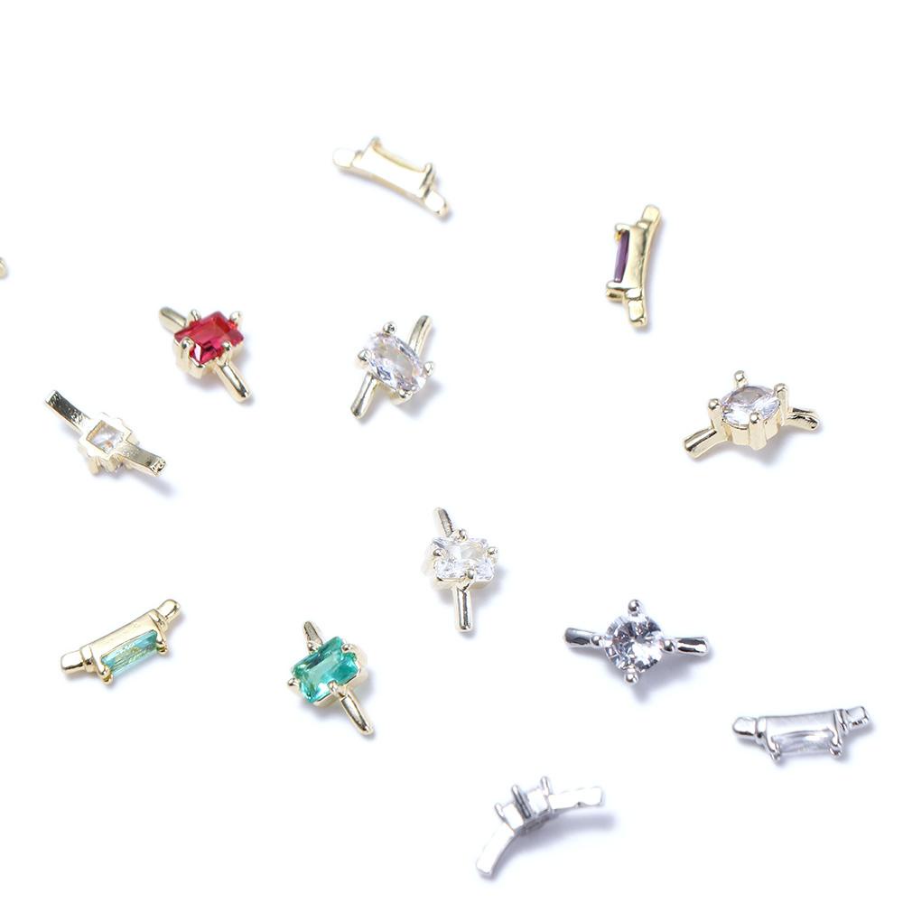 Augustina Nail Art Dekorasi DIY Shiny Crystal Nail Ornaments Manicure Accessoires Zirkon Perhiasan Kuku Cincin Nail Charms