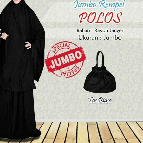 MUKENA KATUN RAYON JUMBO POLOS HITAM