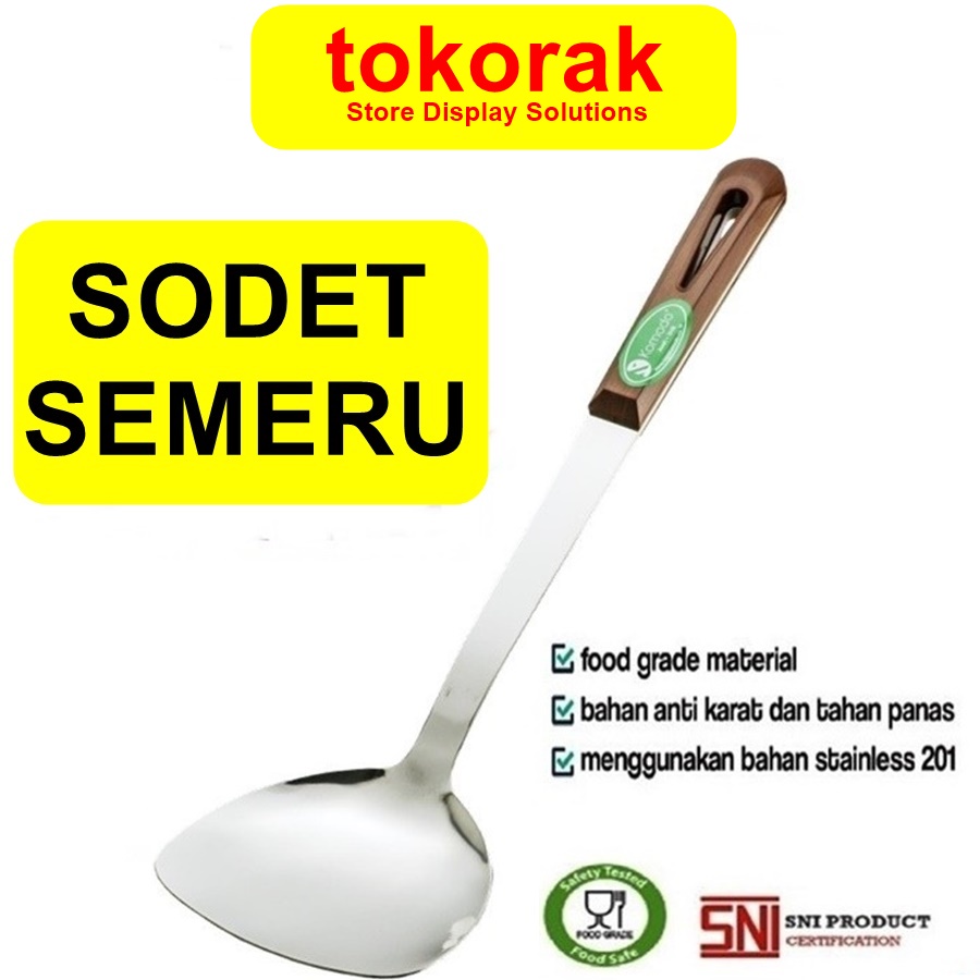 SPATULA STAINLESS STEEL KOMODO – SODET GAGANG MOTIF KAYU SEMERU