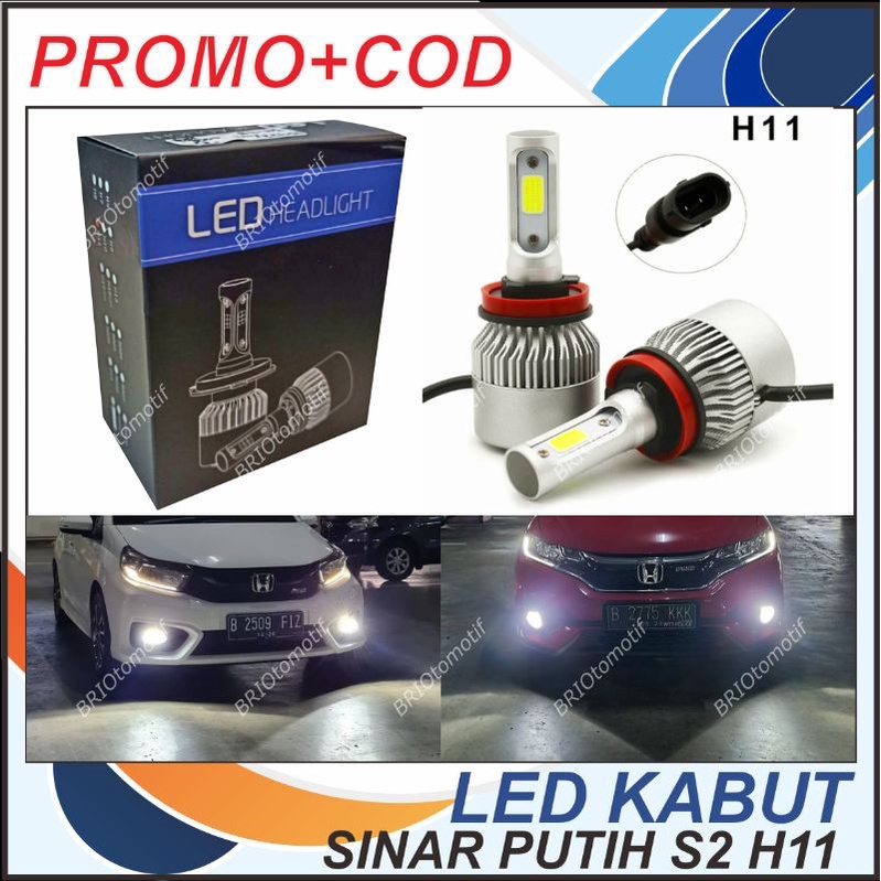 LAMPU FOGLAMP LED MOBIL KABUT BUMPER S2 H11 H16 TAFF LED COB 2 SISI  SINAR PUTIH TERANG AVANZA XENIA
