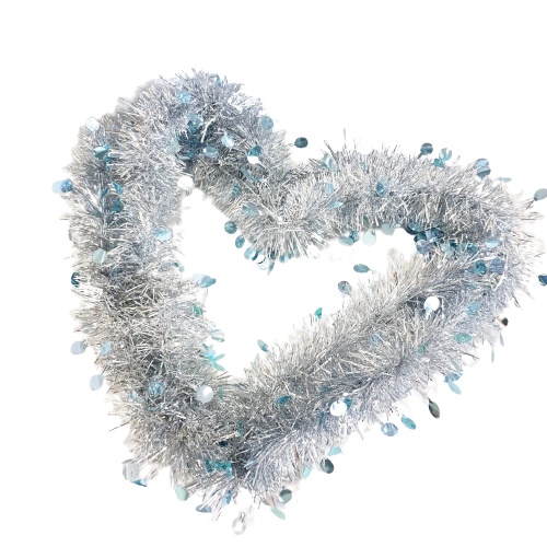 

Slinger panjang 180 cm lebar 9 cm PUTIH BULAT SILVER hiasan pohon natal rumbai tinsel Merry Christmas