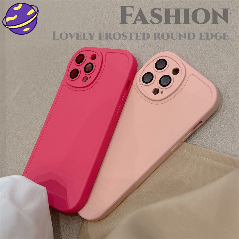 Soft Case Warna Merah Mawar Untuk iPhone 14 13 12 11 Pro X XS Max XR 7 8 Plus