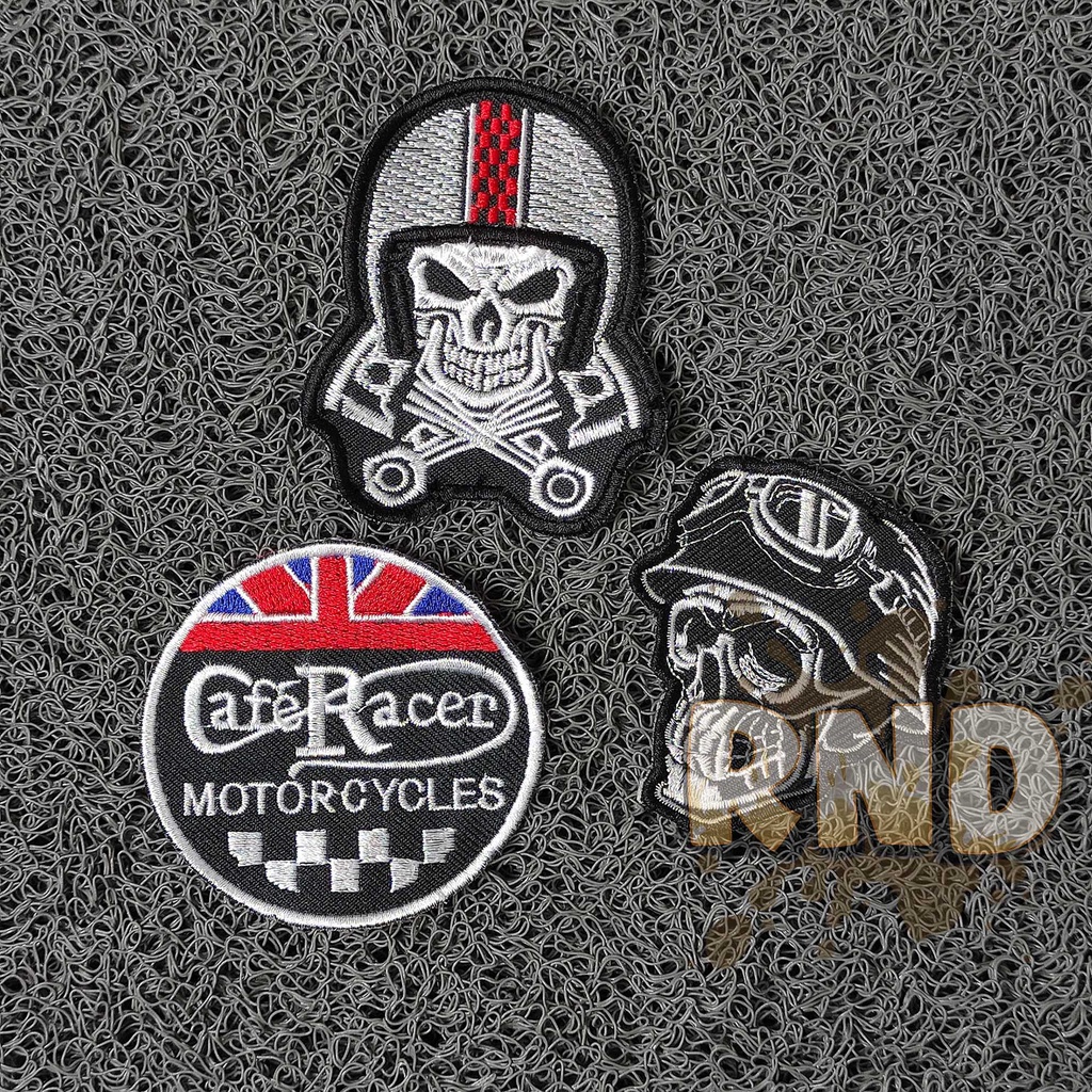 Paket Tempelan Bordir - Satu Set Logo Café Racer - Tempelan Punggung Ukuran 25 x 25 cm