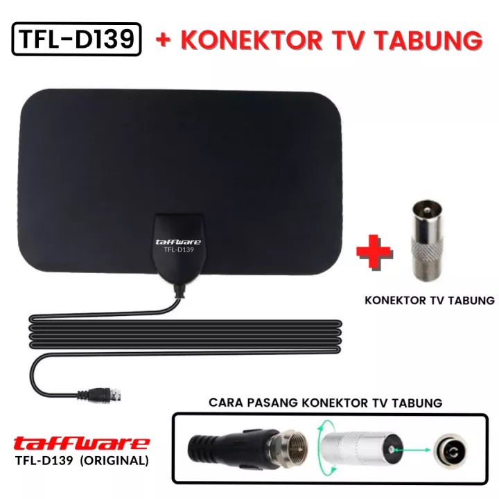 Taffware Antena TV Digital DVB-T2 TFL-D139 Antena Penguat Sinyal Dalam Ruangan