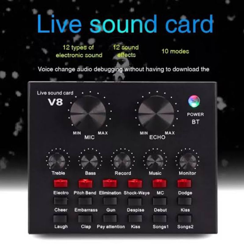 Soundcard V8 Mixer Bluetooth || Soundcard V8