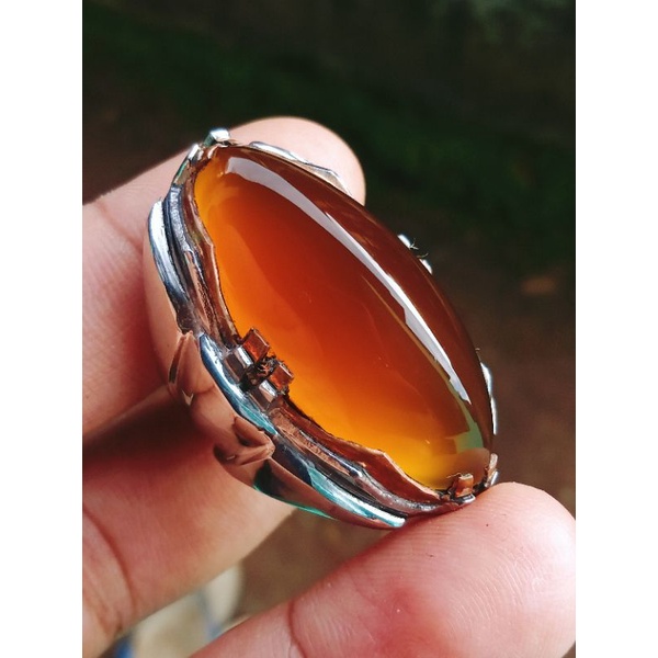 akik calsedone ring monel