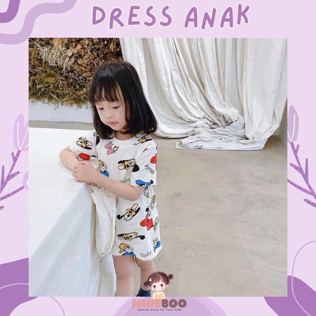 mineboo - DRESS MKY AND FRIEND EBV 1-9tahun Baju anak Perempuan Motik Minne Lucu Kaos Dress/dress pesta/gaun anak import