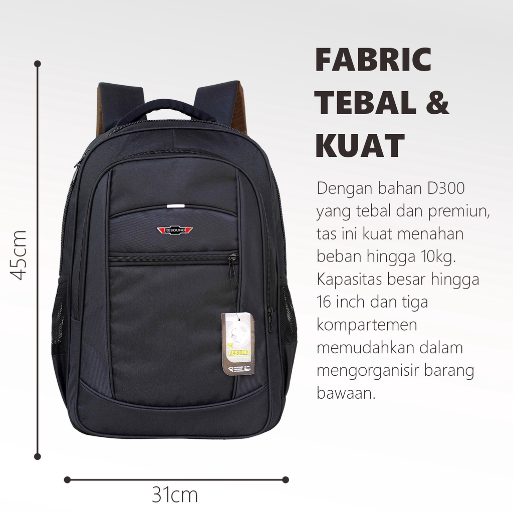 Backpack Laki-Laki SMP SMA Tas Punggung Cowok Multifungsi Rebound Resleting Atas Hitam Keren Bagus Berkualitas