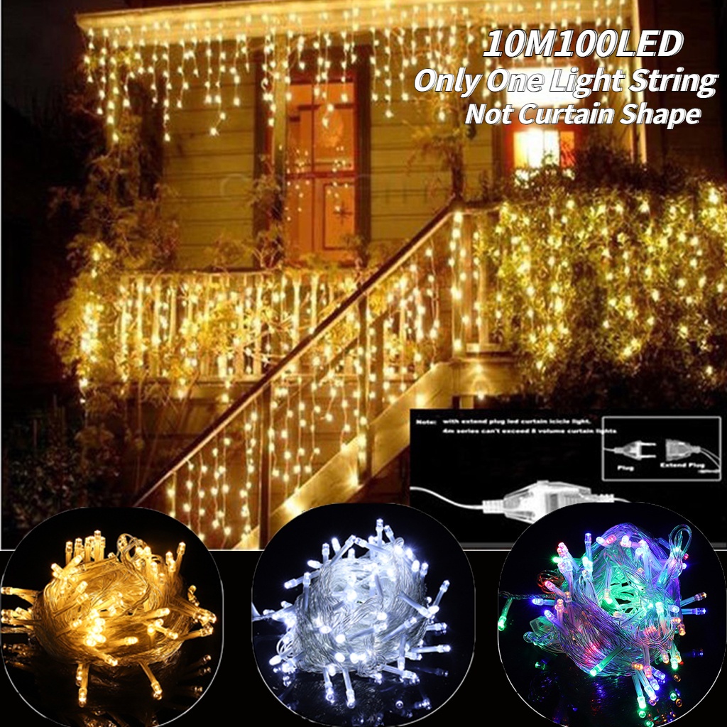 Lampu string 100 Led 10M Warna-Warni Untuk Dekorasi Pohon Natal