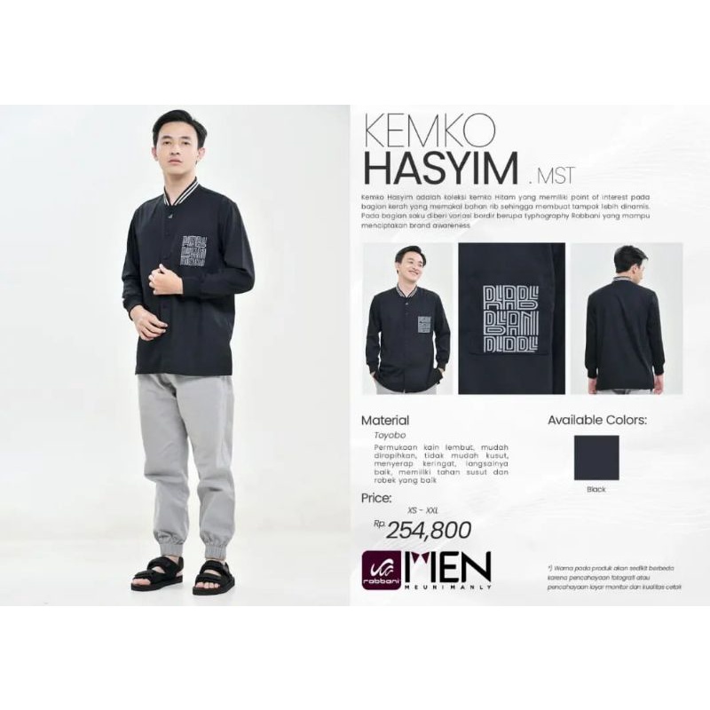 kemko hasyim - kemko rabbani - kemko hitam - kemko lengan panjang hitam