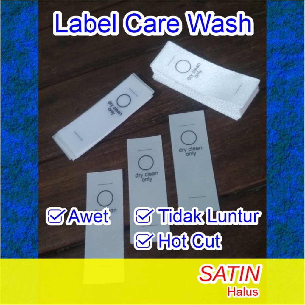 Jual Label Baju Dry Clean Only 18x4cm Label Baju Label Pencucian Label Care Wash Label 2109