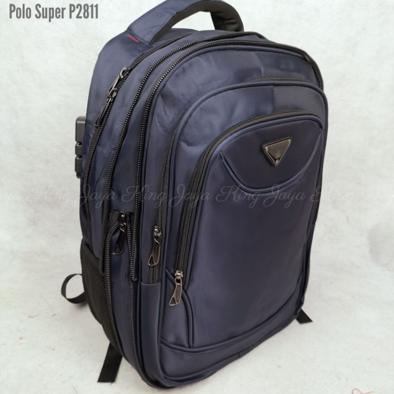 Ransel Laptop Polo Super 18 Inch Lock Kombinasi Expand Tas Sekolah Kerja Pria