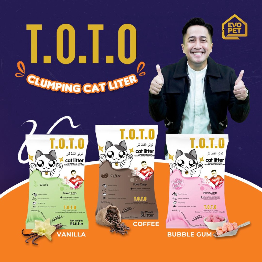 Pasir Kucing Wangi Gumpal TOTO 1kg Bentonite Zeolit 1 kg Clumping Cat Litter Baim Wong