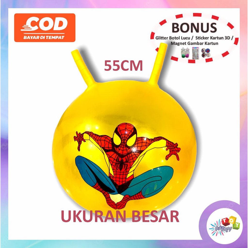 JJ55[COD]Mainan Tunggang Anak Jumping Ball Pegangan Tanduk Ada kuda-kudaan Karet (SNI) Ukuran Besar 