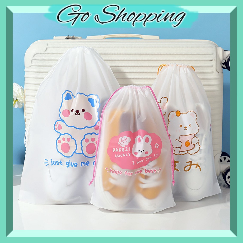 GO! PC929 Tas Pouch Organizer Serbaguna zipper lock Kosmetik Motif BEAR beruang Anti Air Murah Meriah