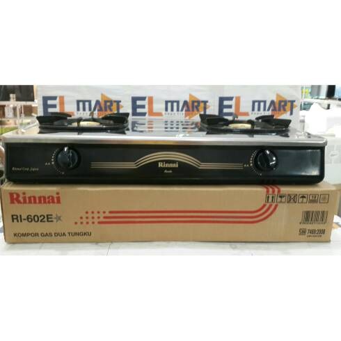 RINNAI RI602E Kompor Gas 2 Tungku Stainless RI 602 E Hitam