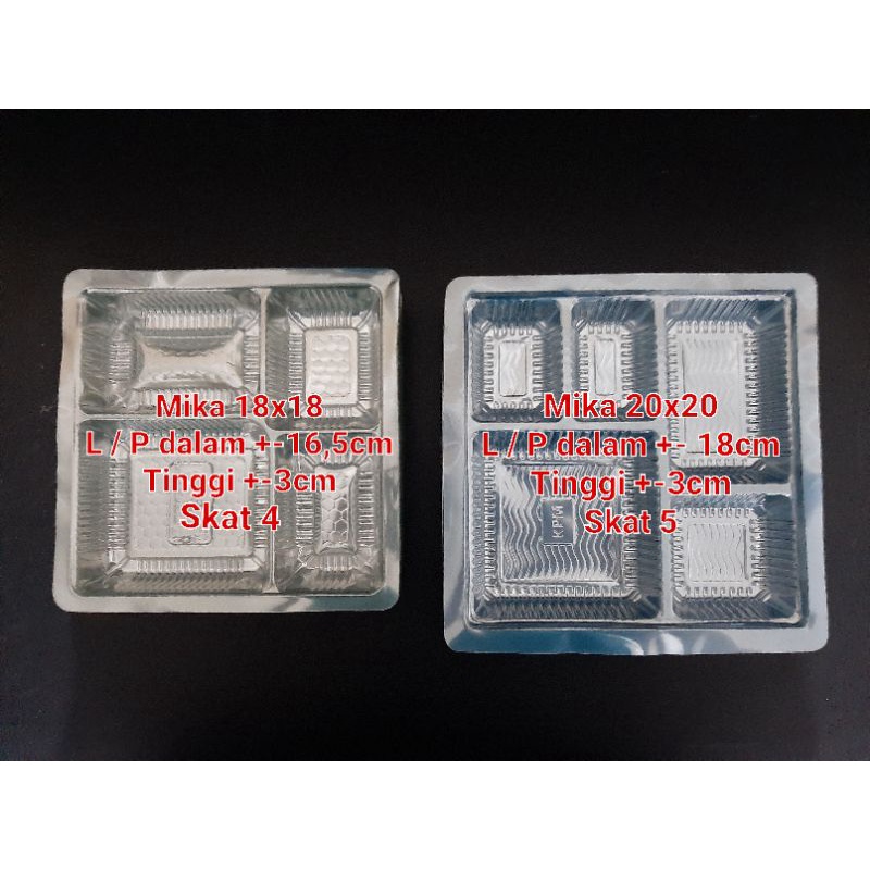Mika tray sekat 4 uk 18x18 / Mika tray sekat 5 uk 20x20 isi 50pcs