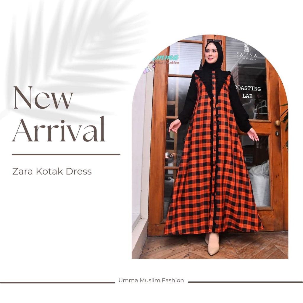 Gamis Motif| Gamis Wanita| Gamis Semiwoll| Zara Kotak bDress by Umma Muslim Fashion