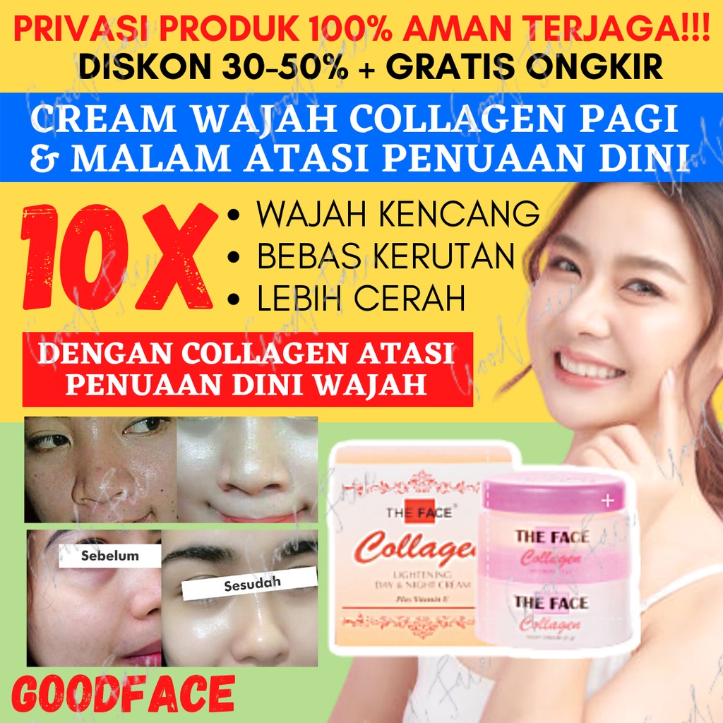 THE FACE Collagen Lightening Day &amp; Night Cream with Vitamin E Set 50gr