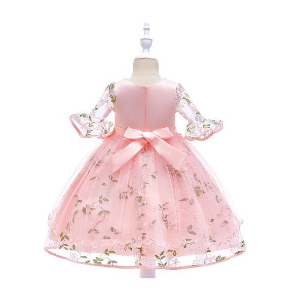 DRESS PESTA ANAK PEREMPUAN IMPORT / baju pesta anak tutu satin L5015 gaun bordir LENGAN PANCUNG IMPORT HIGH QUALITY