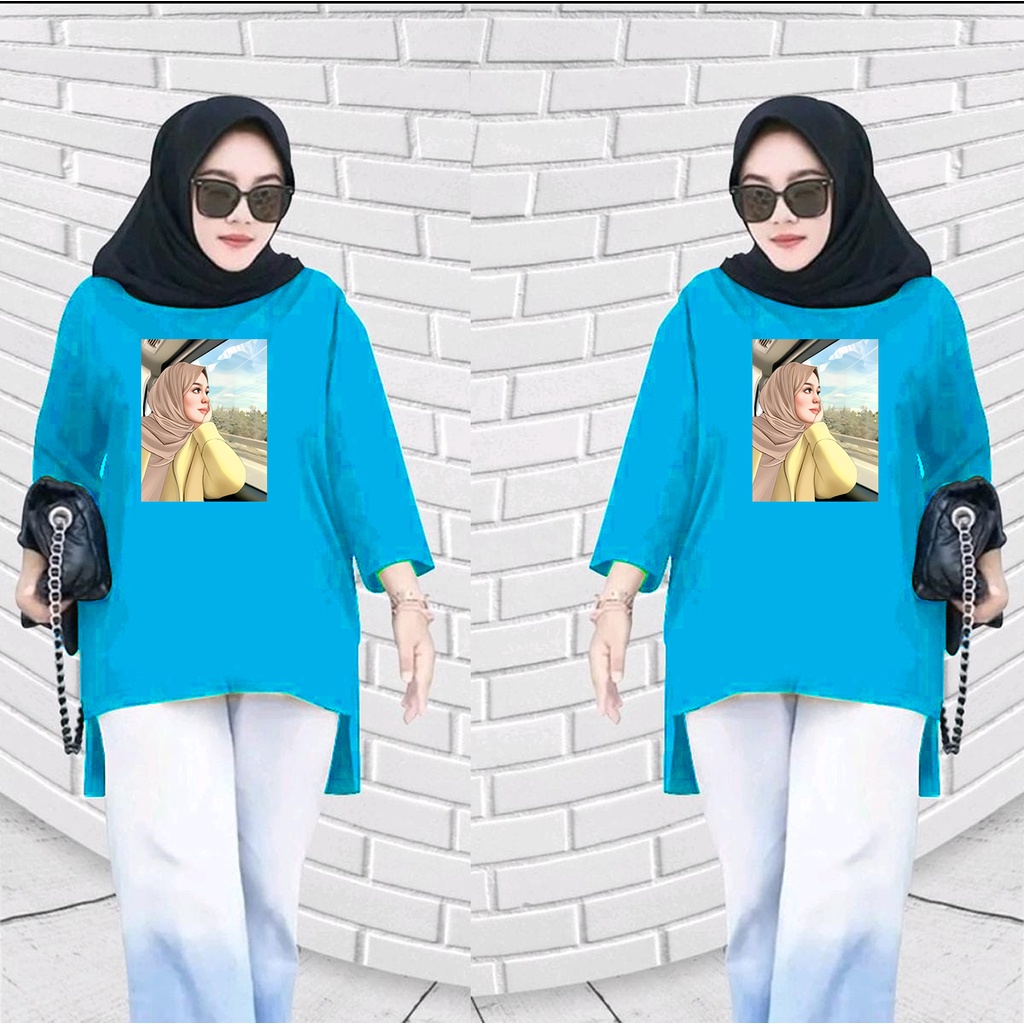 GSC - Long Tunik Motif ANIME 011 / Tunik wanita muslimah / Tunik wanita dewasa/ Tunik kaos wanita jumbo/ tunik basic wamone hijab / tunik wanita modern Long tunik import Long tunik kekinian Long tunIK