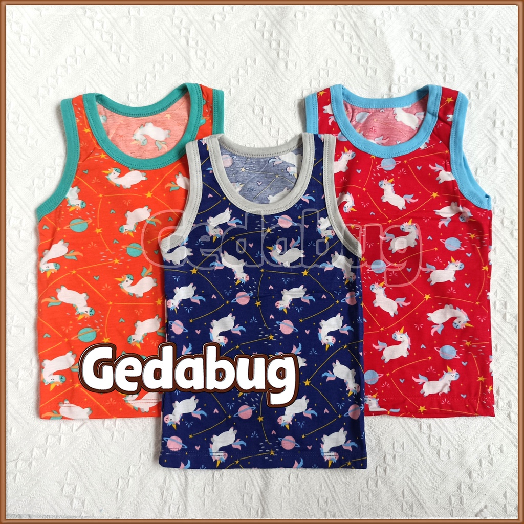 3 Pcs - Singlet Agree Kids SB - 004 Unicorn | Singlet Anak motif Lucu dan Berkualitas | Gedabug