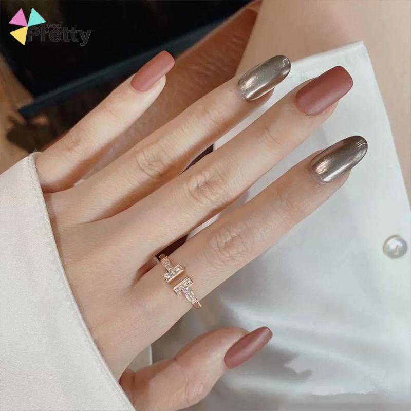 Cincin Berlian Penuh T Ganda Trendi Cincin Berlian Berlapis Emas Wanita - PD