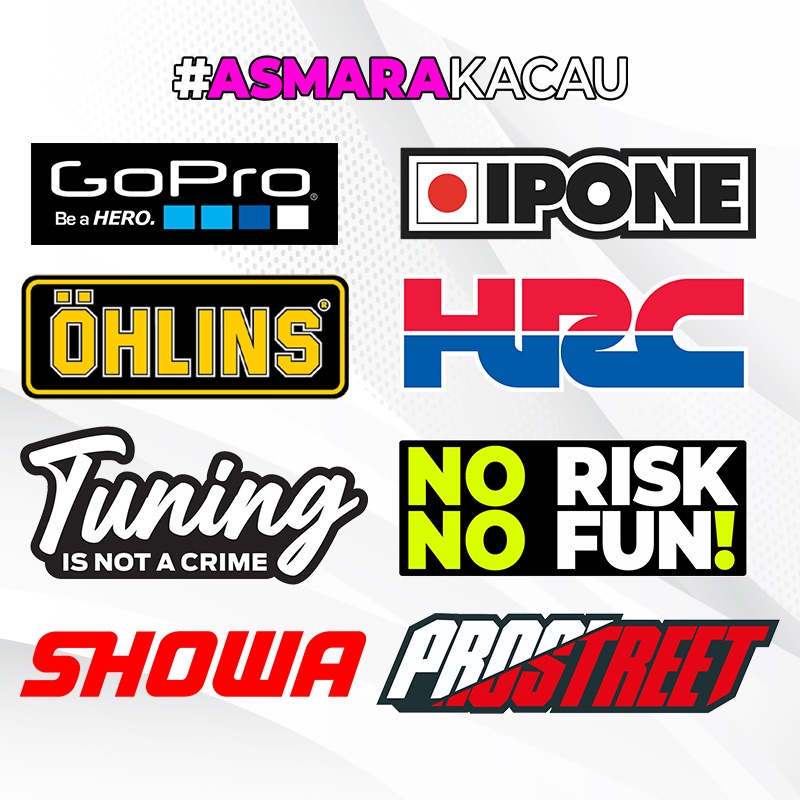 Z165 | Sticker Cutting Logo GoPro Ohlins Ipone ProStreet HRC Showa Body Motor Mobil Waterproof