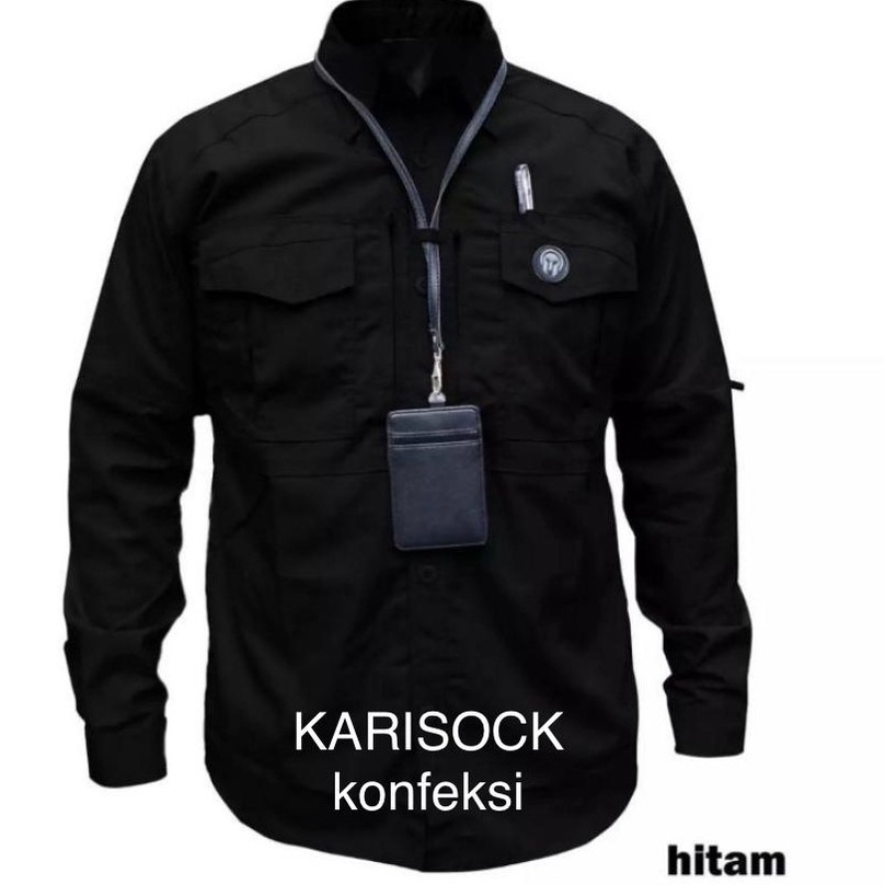 kemeja tactical pria tangan panjang bahan american drill bisa custom bordir / kemeja tactical / kemeja lapangan outdoor multifungsi