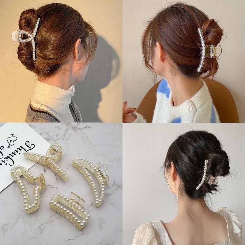 JEDAI RAMBUT MUTIARA ALA KOREA MUTIARA IMPOR PREMIUM PEARL CLAW CLIP / JEPIT RAMBUT SALON KOREA MUTIARA