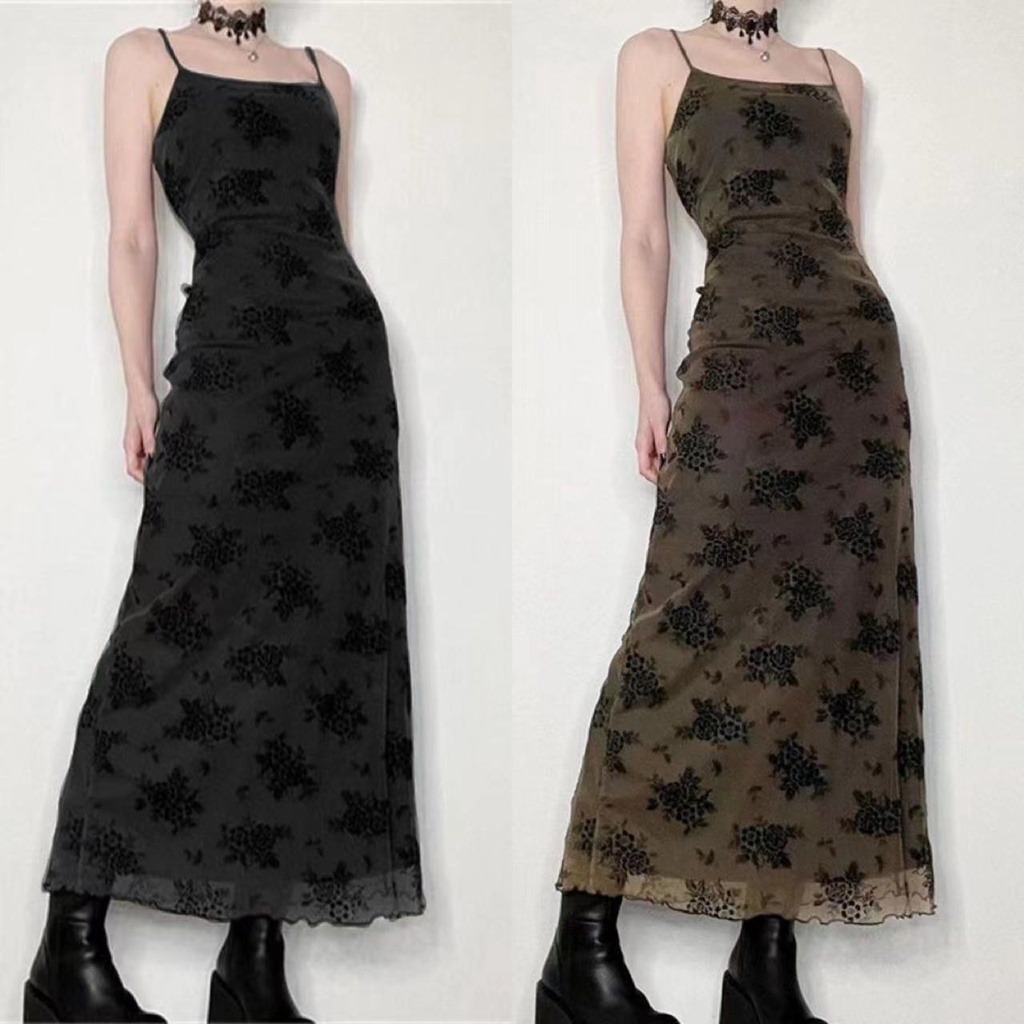 ready stock##DRESS KOREAN STYLE/Y2K/GOTHIC DRESS/GAUN KAMISOL UNTUK WANITA