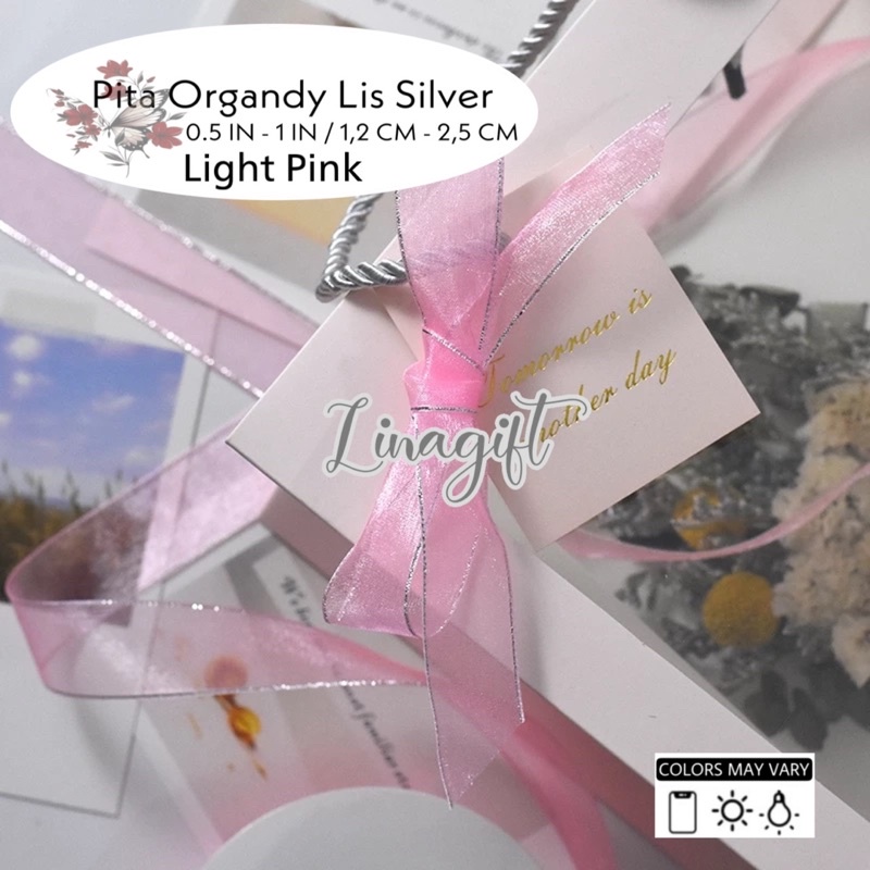 ( Rol 20 Yard ) PITA ORGANDY LIST SILVER - ORGANDI LIS PERAK 1 IN 2.5 CM 1 INCH 25MM - HIASAN DEKOR RUANG DEKORASI KADO RUANG PARSEL PARCEL BINGKISAN SOUVENIR GOODIE BAG HAMPERS FLORIST RANGKAIAN BUKET BUNGA - ORGANZA CHIFFON TRANSPARANT RIBBON