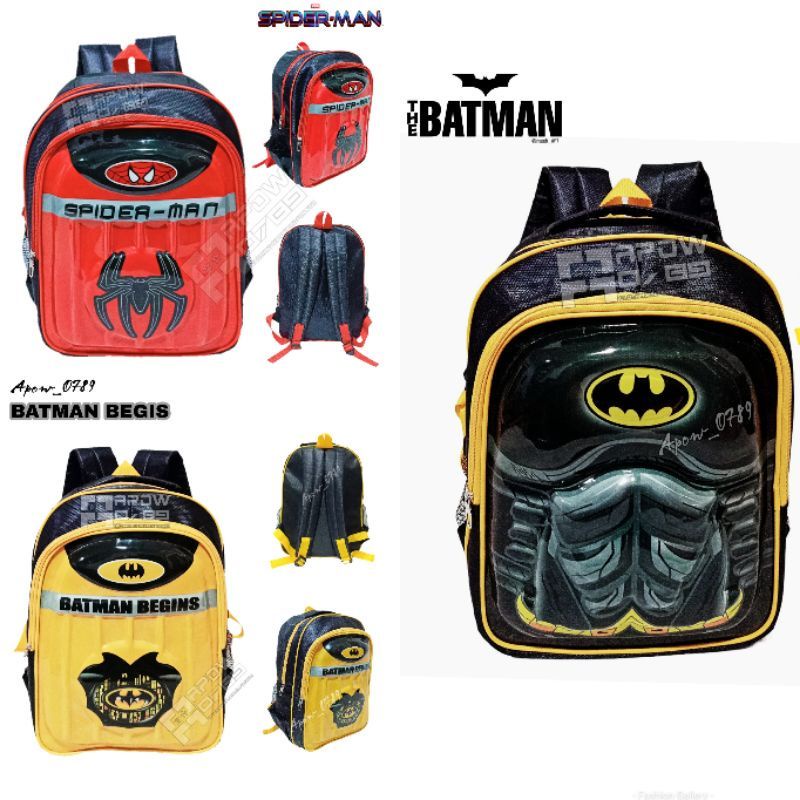 Tas Timbul Tas Ransel Anak Sekolah TK SD Lampu LED 3D SUPERHERO