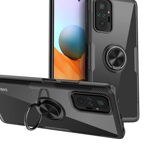 REDMI NOTE 10 / NOTE 10 PRO SOFT CASE CLEAR RING HOLDER VERUS SERIES - NOTE 10, Hitam