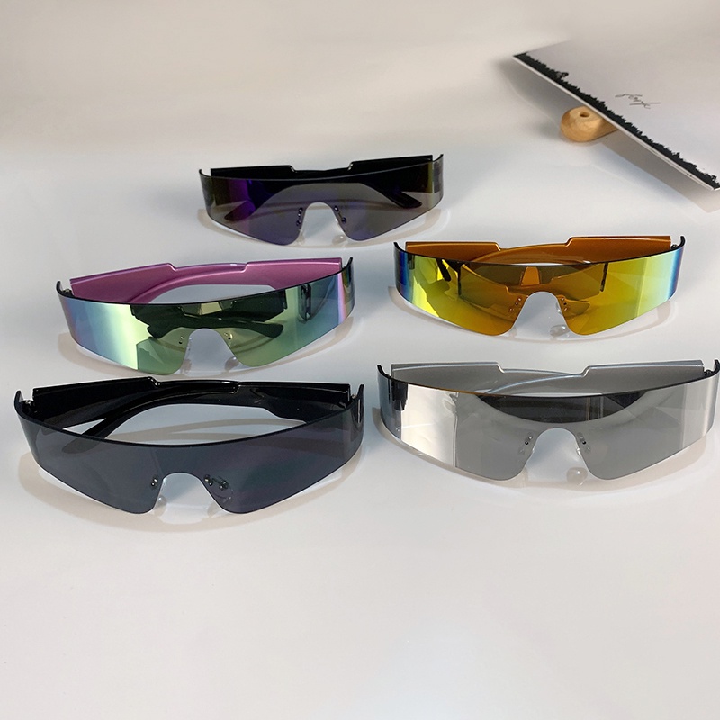 Kacamata Hitam UV400 Tanpa Bingkai Warna-Warni Gaya Punk Untuk Pria Dan Wanita