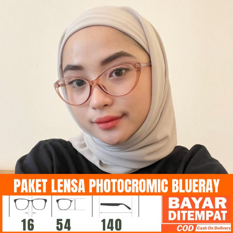 Paket Kacamata 605 Free Lensa Antiradiasi Photocromic Blueray