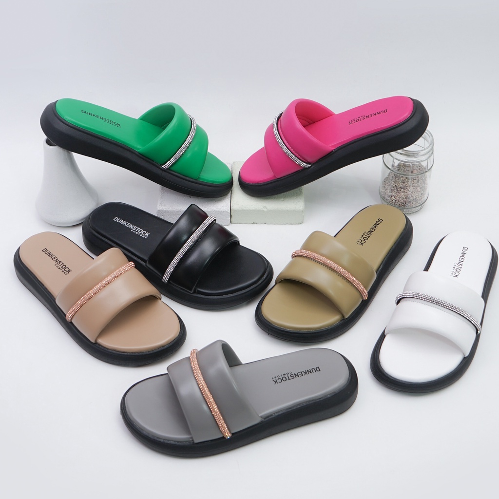 Jual Dunken Agnes Wedges Wanita Model Garis Strip Keren Sandal Selop Wanita Tinggi Cm Empuk