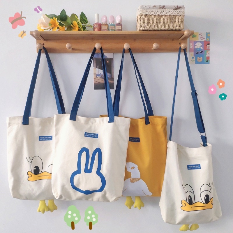 Lisa Tote Bag / Korean Tote Bag / Tas Sekolah Kuliah/ Tas Laptop / Tas Anak Motif Bebek