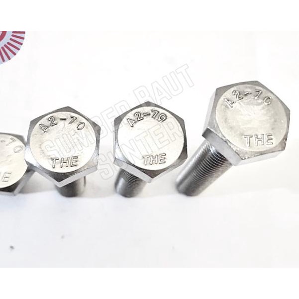 M20x100 Baut Mur Hexagon Stainless 304 SS Hex 20x100