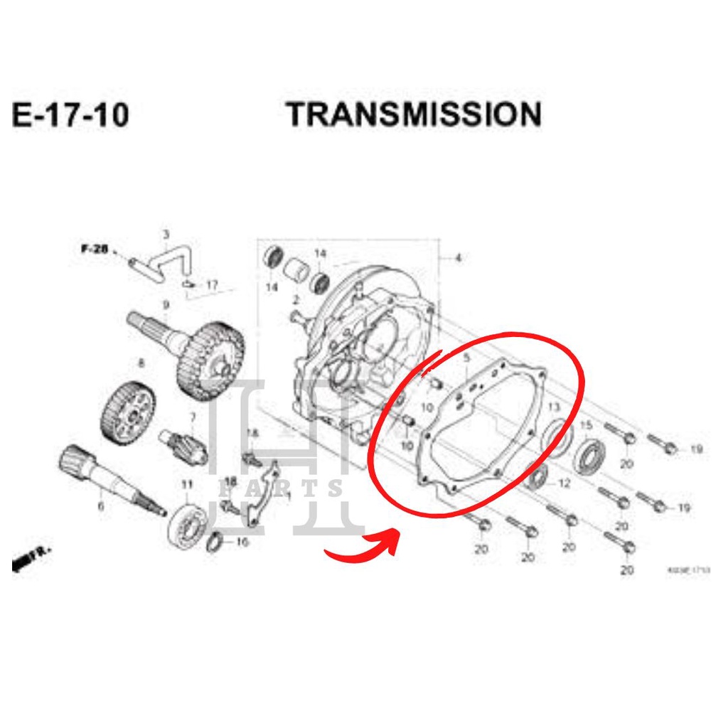 PAKING GEAR BOX RASIO GARDAN GASKET MISSION CASE VARIO BEAT SCOOPY SPACY KARBU FI 21395-KVB-901 ASLI ORIGINAL AHM HGP HONDA