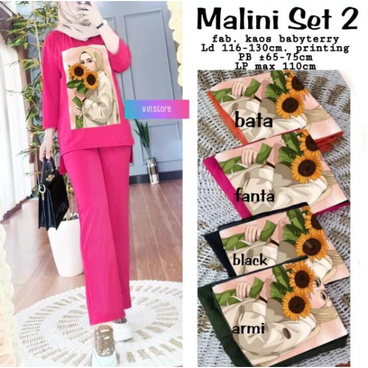 MALINI SET #2 BAHAN CRINKLE AIRFLOW APLIKASI SABLON UKURAN M L XL XXL BAJU ATASAN DAN CELANA BAWAHAN WANITA SET KEKINIAN KOREAN STYLE ONE SET JUMBO HITAM STELAN VIRAL WANITA