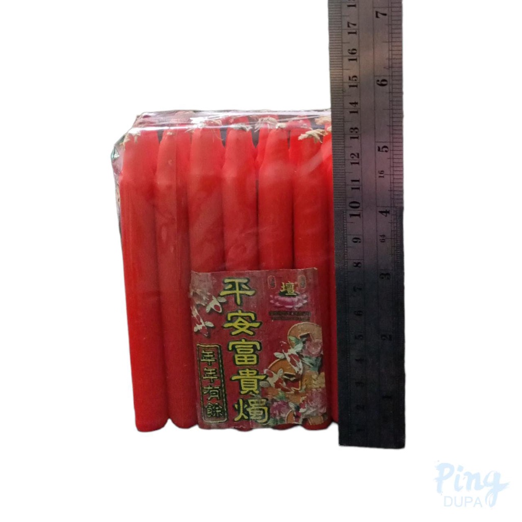 Lilin Lampion SK24 Warna Merah Isi 24 Batang Red Candle Import